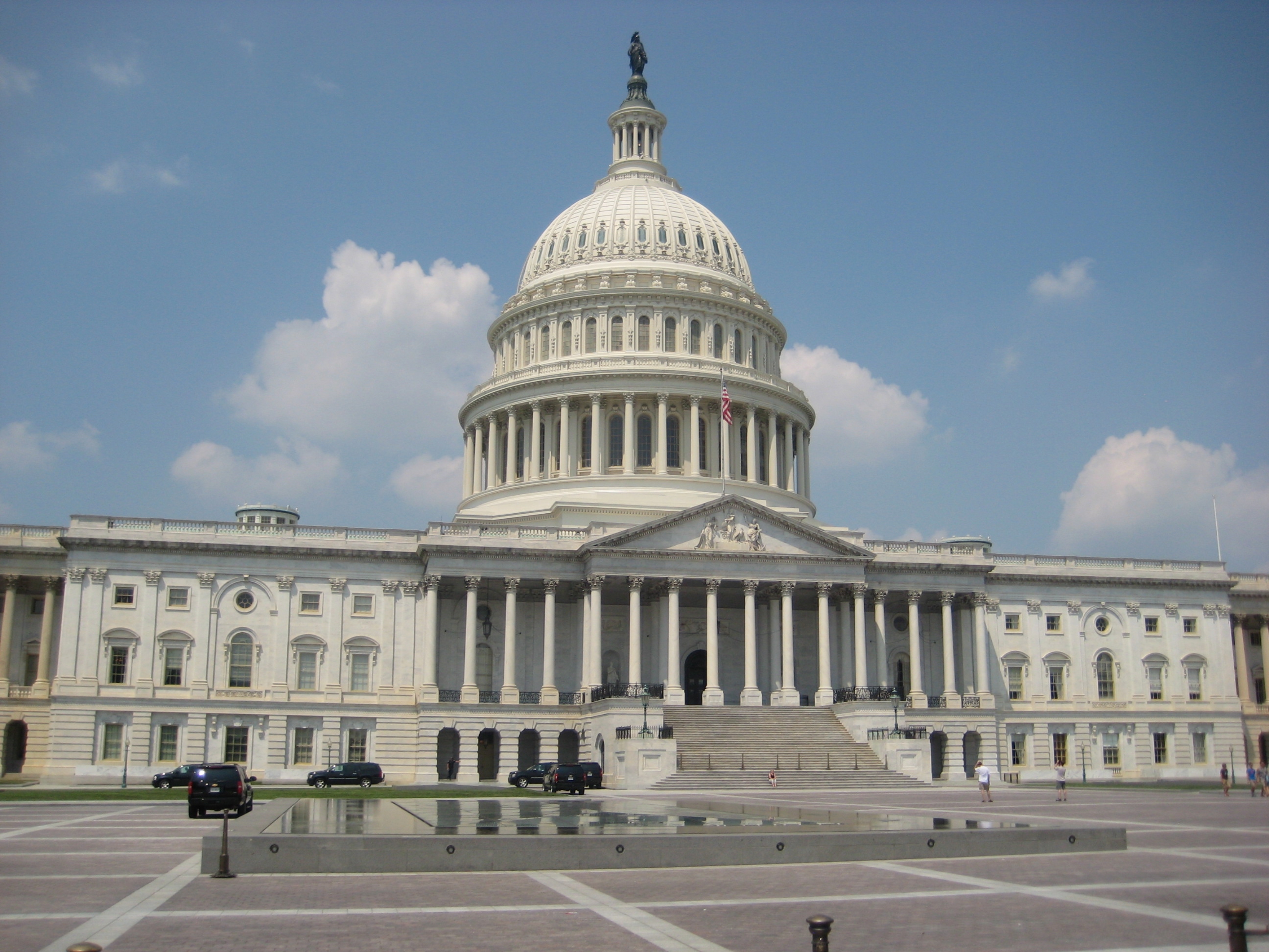 The U.S. Capitol beneath a blue sky.